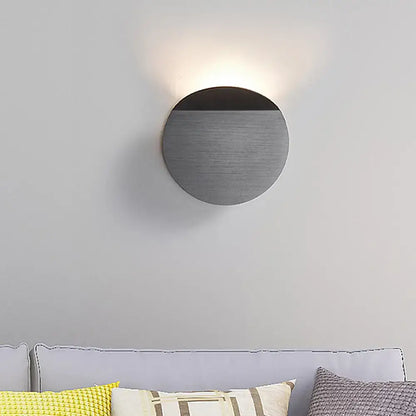 Copper wall sconce light Decorbites, round brushed metal disc wall fixture on Tampa Home & Garden Store