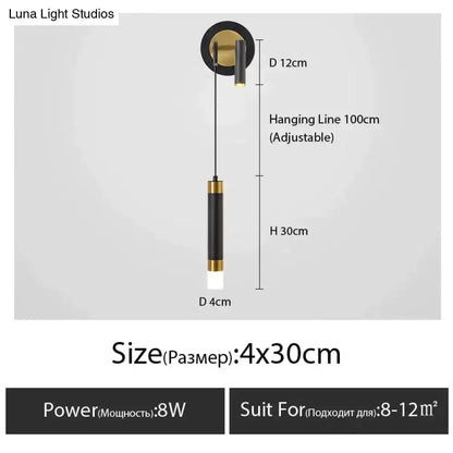 Minimalist Luxury Black and Gold Bedside Lamp