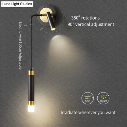 Minimalist Luxury Black and Gold Bedside Lamp