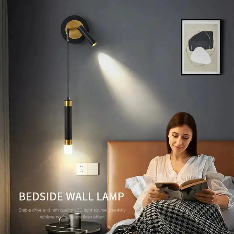 Minimalist Luxury Black and Gold Bedside Lamp