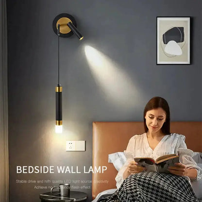 Minimalist Luxury Black and Gold Bedside Lamp