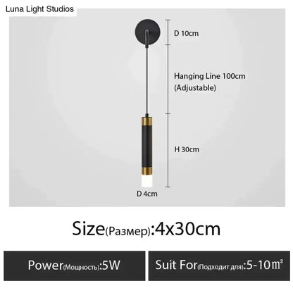 Minimalist Luxury Black and Gold Bedside Lamp