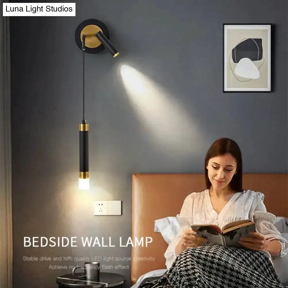 Minimalist Luxury Black and Gold Bedside Lamp