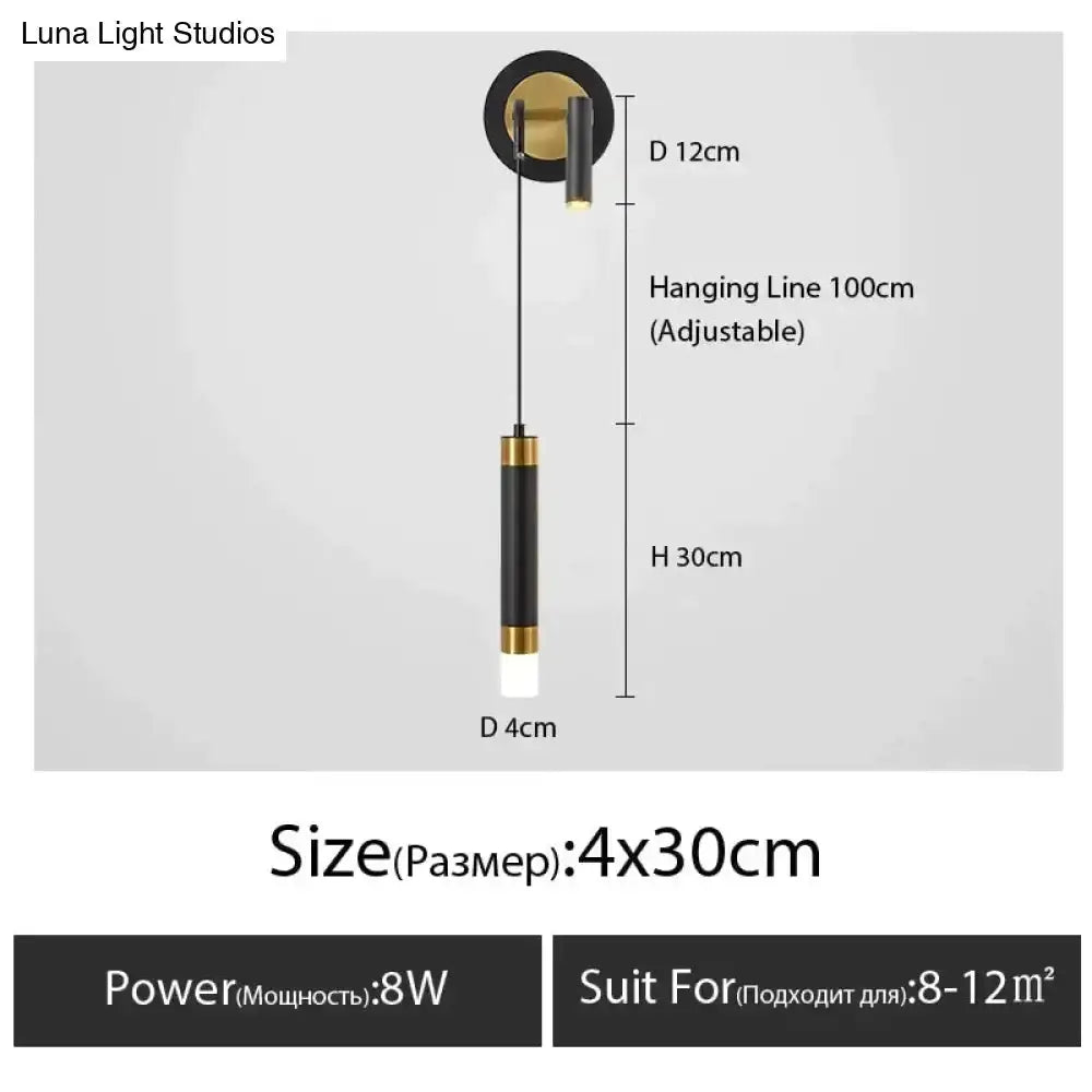 Minimalist Luxury Black and Gold Bedside Lamp