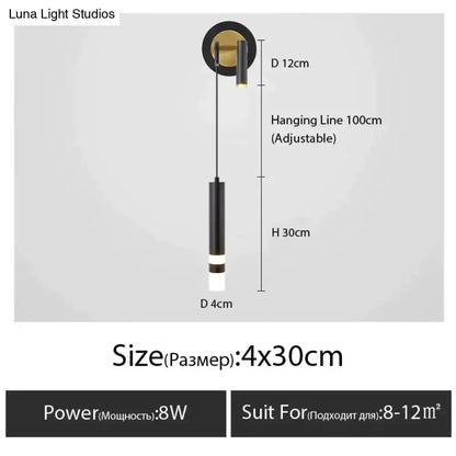 Minimalist Luxury Black and Gold Bedside Lamp