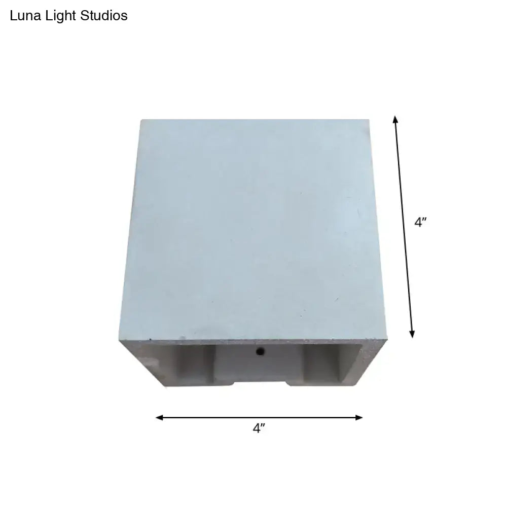 Grey cement wall light sconce, square 4-inch block with mounting cavity by Decorbites on Tampa Home & Garden Store