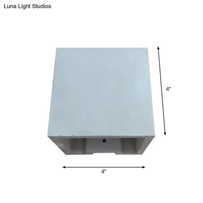 Grey cement wall light sconce, square 4-inch block with mounting cavity by Decorbites on Tampa Home & Garden Store