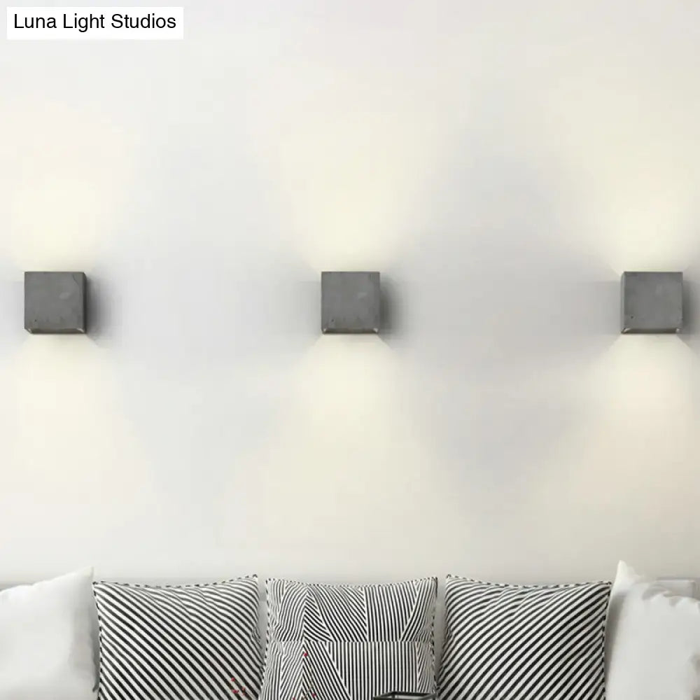 Decorbites grey cement wall light cube, 3-pack, fixtures uplight on pale wall on Tampa Home & Garden Store