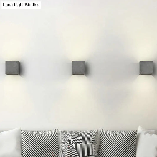 Decorbites grey cement wall light cube, 3-pack, fixtures uplight on pale wall on Tampa Home & Garden Store