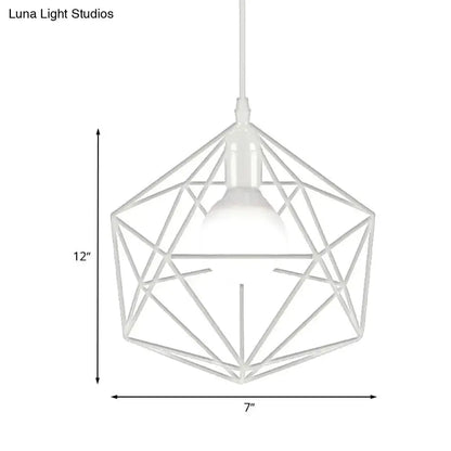 Decorbites minimalist geometric white metal pendant light with cage frame on Tampa Home & Garden Store