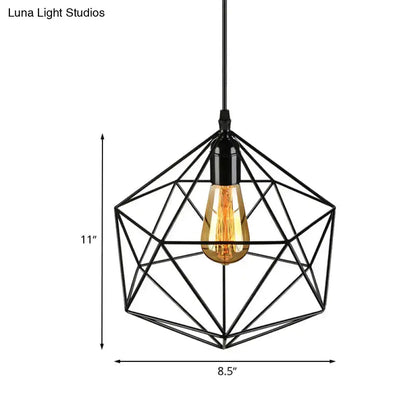 Minimalist geometric black metal pendant light with warm Edison bulb Luna Light Studios on Tampa Home & Garden Store