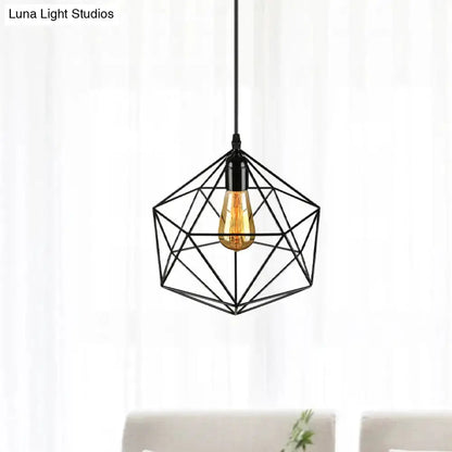 Geometric black metal pendant light with exposed Edison bulb for minimalist living room on Tampa Home & Garden Store