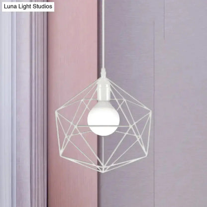 Minimalist geometric metal pendant light white wireframe with globe bulb Decorbites on Tampa Home & Garden Store