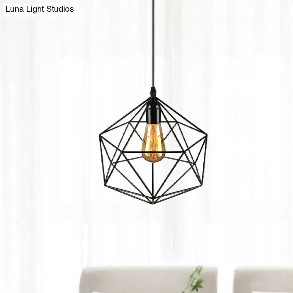 Pendant light geometric black metal frame with warm Edison bulb for living room Decorbites on Tampa Home & Garden Store
