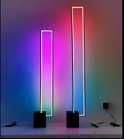 Geometric Led Floor Lamp in Gold and Black