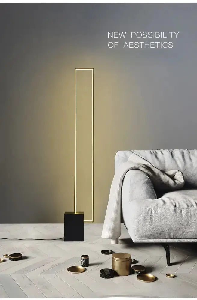 Geometric Led Floor Lamp in Gold and Black