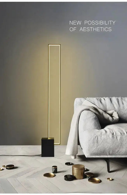 Geometric Led Floor Lamp in Gold and Black