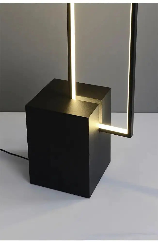 Geometric Led Floor Lamp in Gold and Black