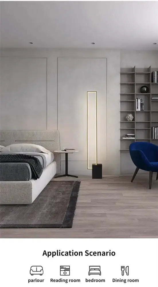 Geometric Led Floor Lamp in Gold and Black