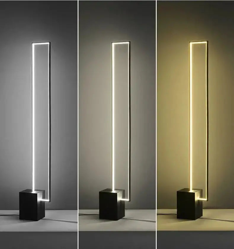 Geometric Led Floor Lamp in Gold and Black