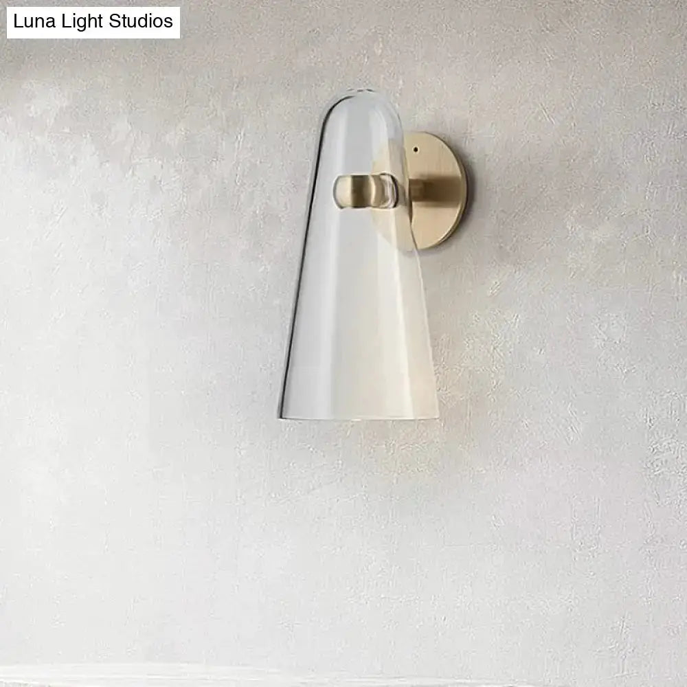 Minimalist gold and clear acrylic wall mount kitchen sconce by Decorbites on Tampa Home & Garden Store
