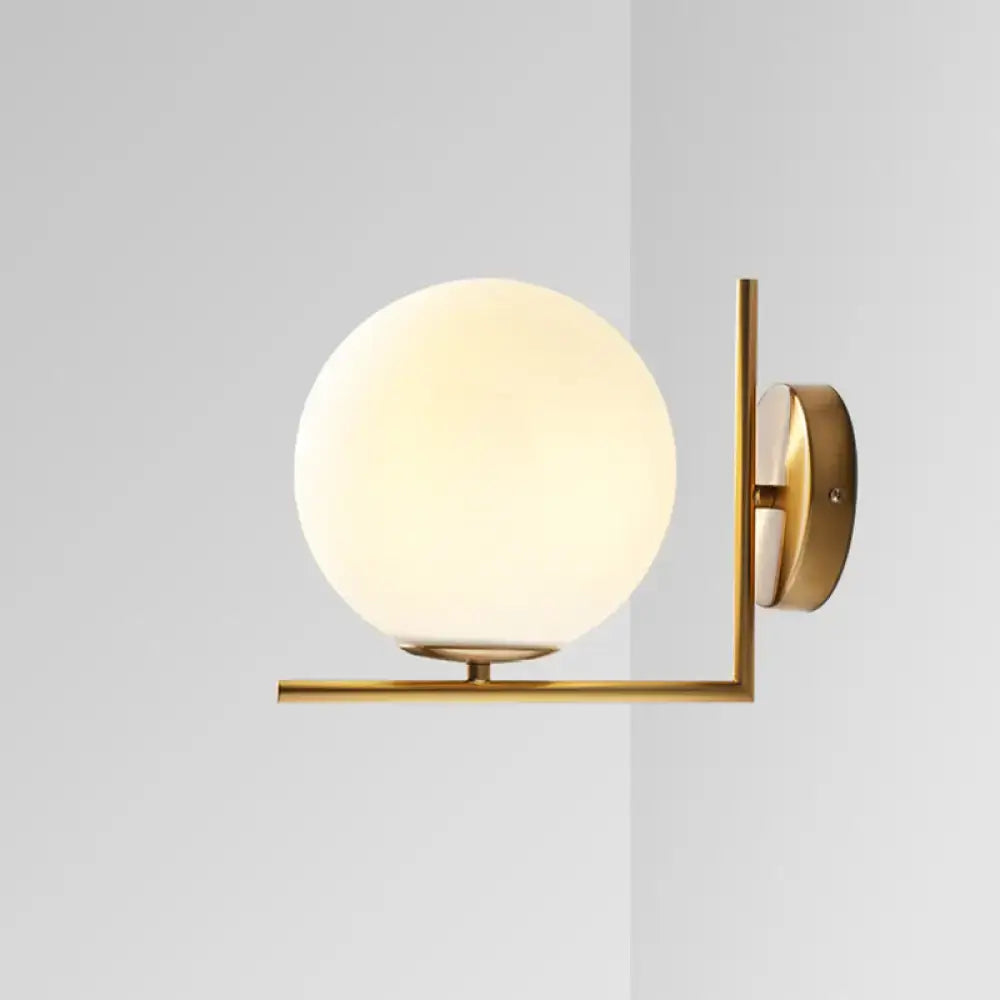 Gold Frosted Glass Ball Compact Sconce by Decorbites with brass hardware on Tampa Home & Garden Store