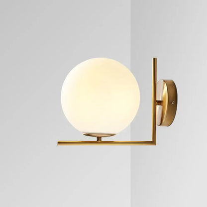 Gold Frosted Glass Ball Compact Sconce by Decorbites with brass hardware on Tampa Home & Garden Store