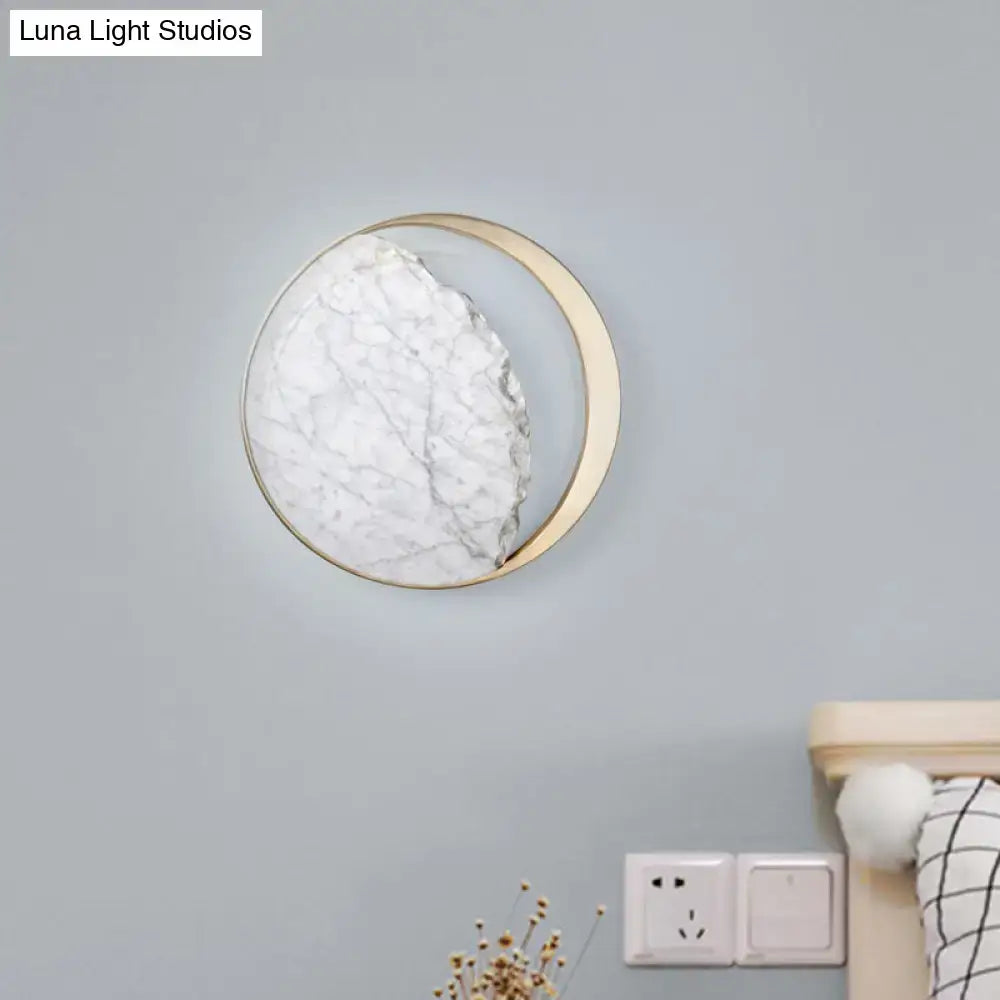 Gold Moon Wall Lamp with a gold ring and white marble center, Decorbites Home & Garden on Tampa Home & Garden Store