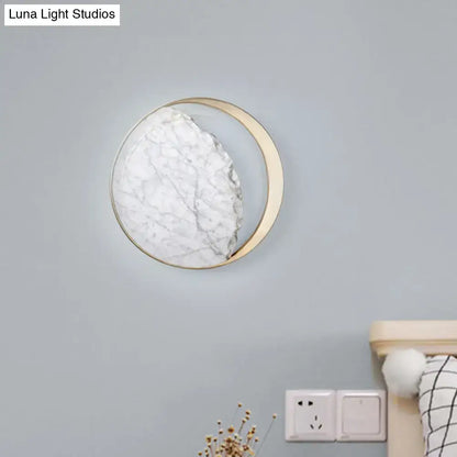 Gold Moon Wall Lamp with a gold ring and white marble center, Decorbites Home & Garden on Tampa Home & Garden Store