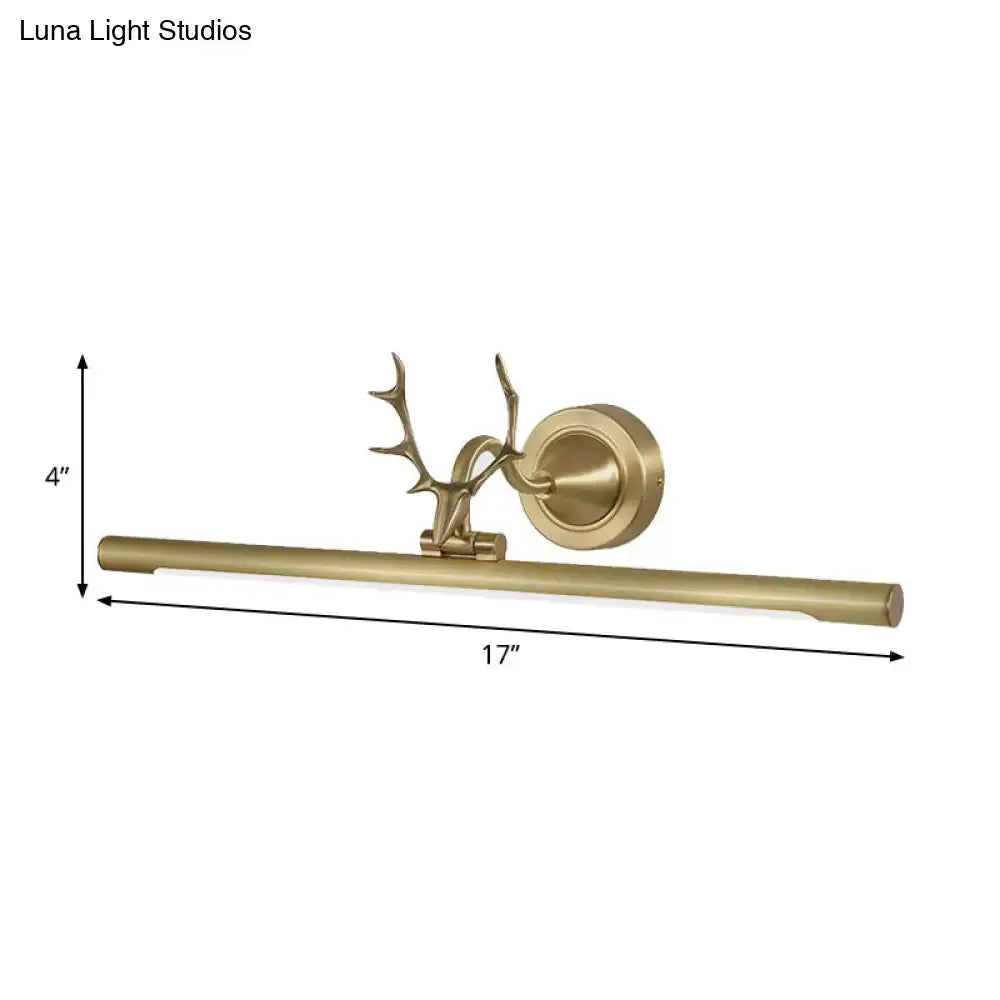 Gold antler wall sconce by Decorbites, brass finish with decorative antlers and a 17in bar on Tampa Home & Garden Store