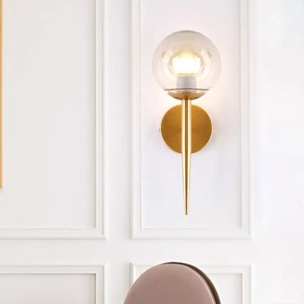 Gold Black Glass Sconce by Decorbites; brass wall-mount with clear globe on Tampa Home & Garden Store