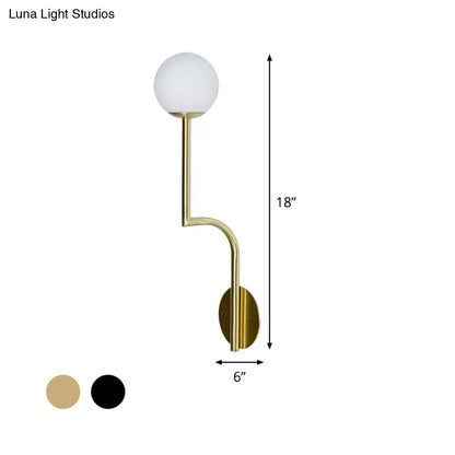 Opal Glass Curved Sconce with brass finish, globe shade, wall-mount Decorbites, 18 tall x 6 wide on Tampa Home & Garden Store