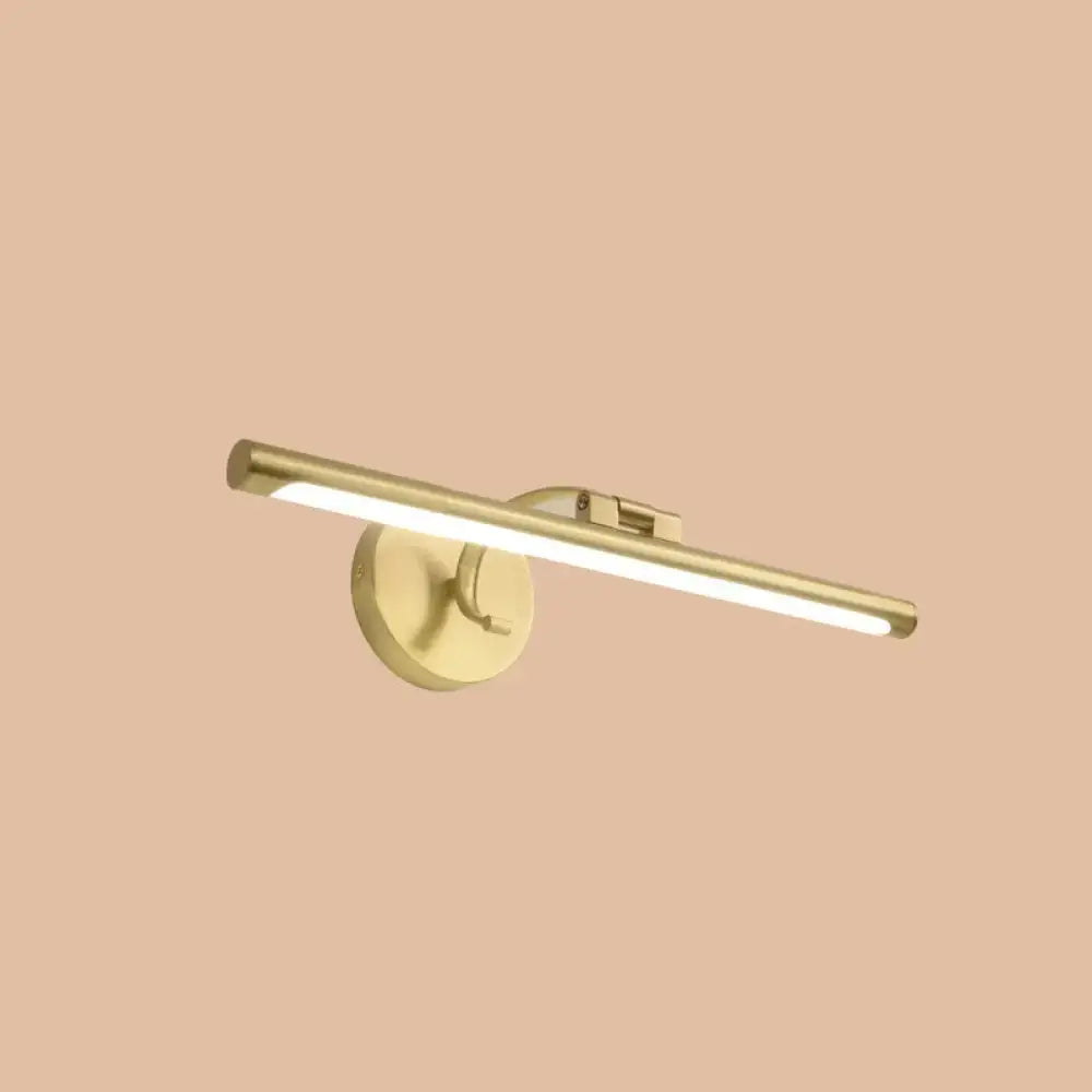 Brass LED vanity sconce with horizontal bar and round wall mount Decorbites on Tampa Home & Garden Store