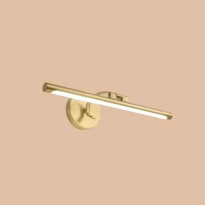 Brass LED vanity sconce with horizontal bar and round wall mount Decorbites on Tampa Home & Garden Store