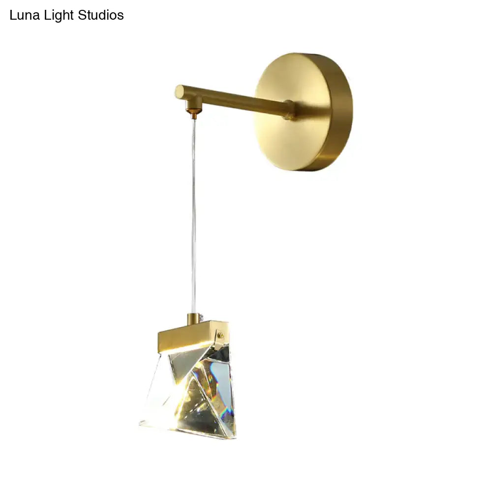 Gold Crystal Polyhedron Wall Lamp brass wall sconce with crystal shade Decorbites on Tampa Home & Garden Store