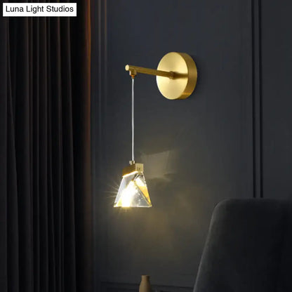 Gold crystal polyhedron wall lamp Decorbites, gold metal wall mount with hanging shade on Tampa Home & Garden Store
