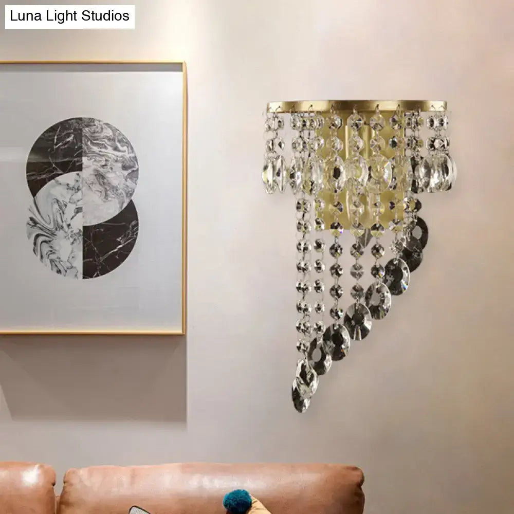 Gold crystal bead brass wall sconce with cascading prisms Decorbites on Tampa Home & Garden Store