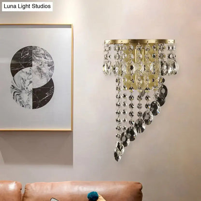 Gold crystal bead brass wall sconce with cascading prisms Decorbites on Tampa Home & Garden Store