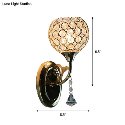Decorbites Gold Crystal Globe Sconce with crystal orb shade, wall mount, hanging pendant on Tampa Home & Garden Store