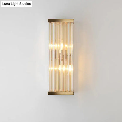 Gold crystal E12 sconce with vertical glass rods and brass finish, Decorbites wall light on Tampa Home & Garden Store