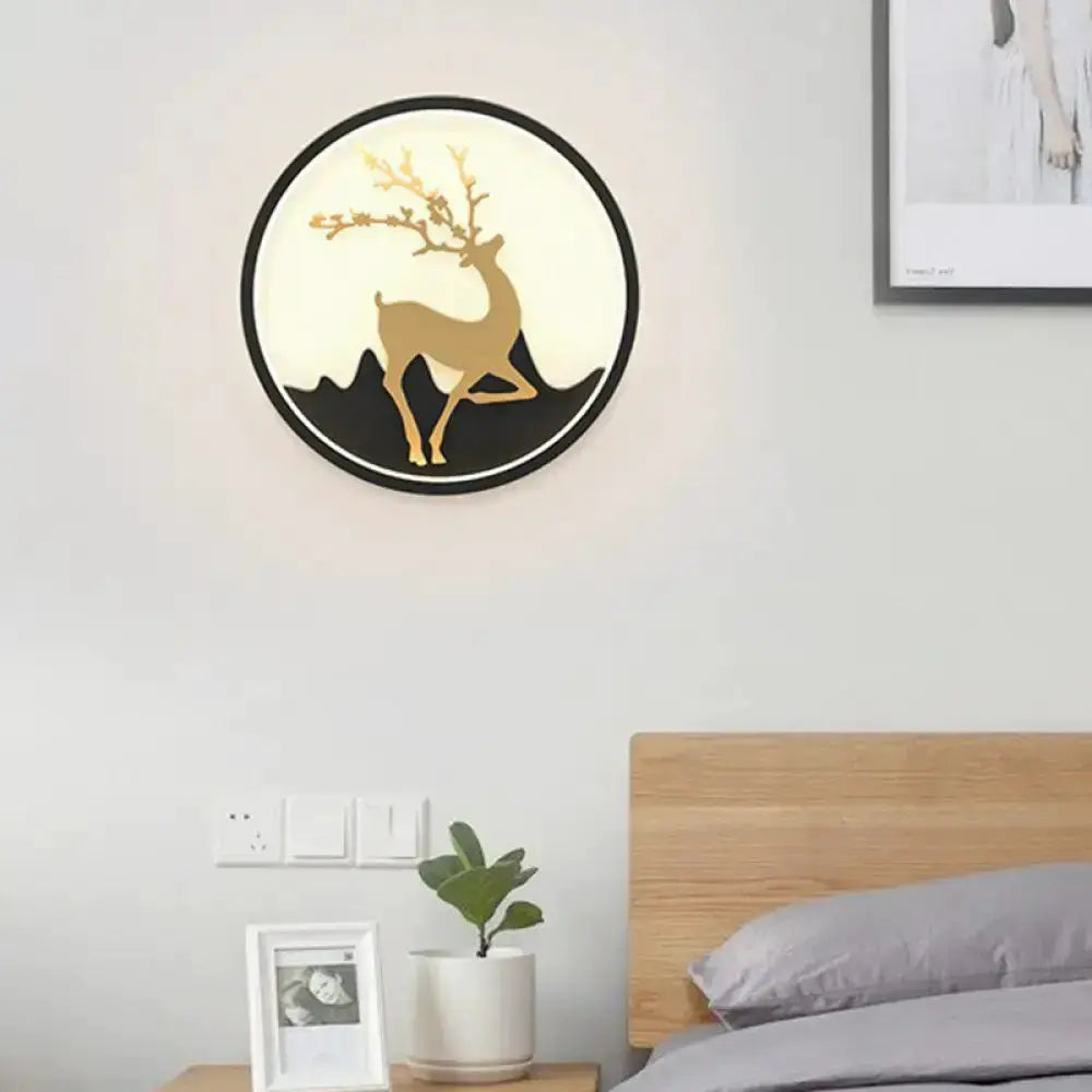 Minimalist Gold Deer Ring LED Wall Sconce 10 Inch