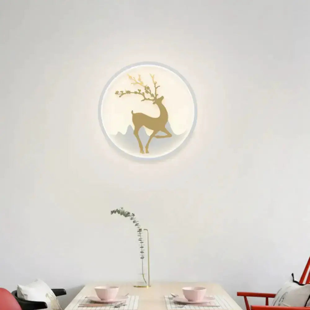 Minimalist Gold Deer Ring LED Wall Sconce 10 Inch