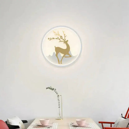 Minimalist Gold Deer Ring LED Wall Sconce 10 Inch