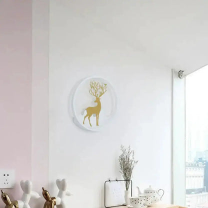 Minimalist Gold Deer Ring LED Wall Sconce 10 Inch