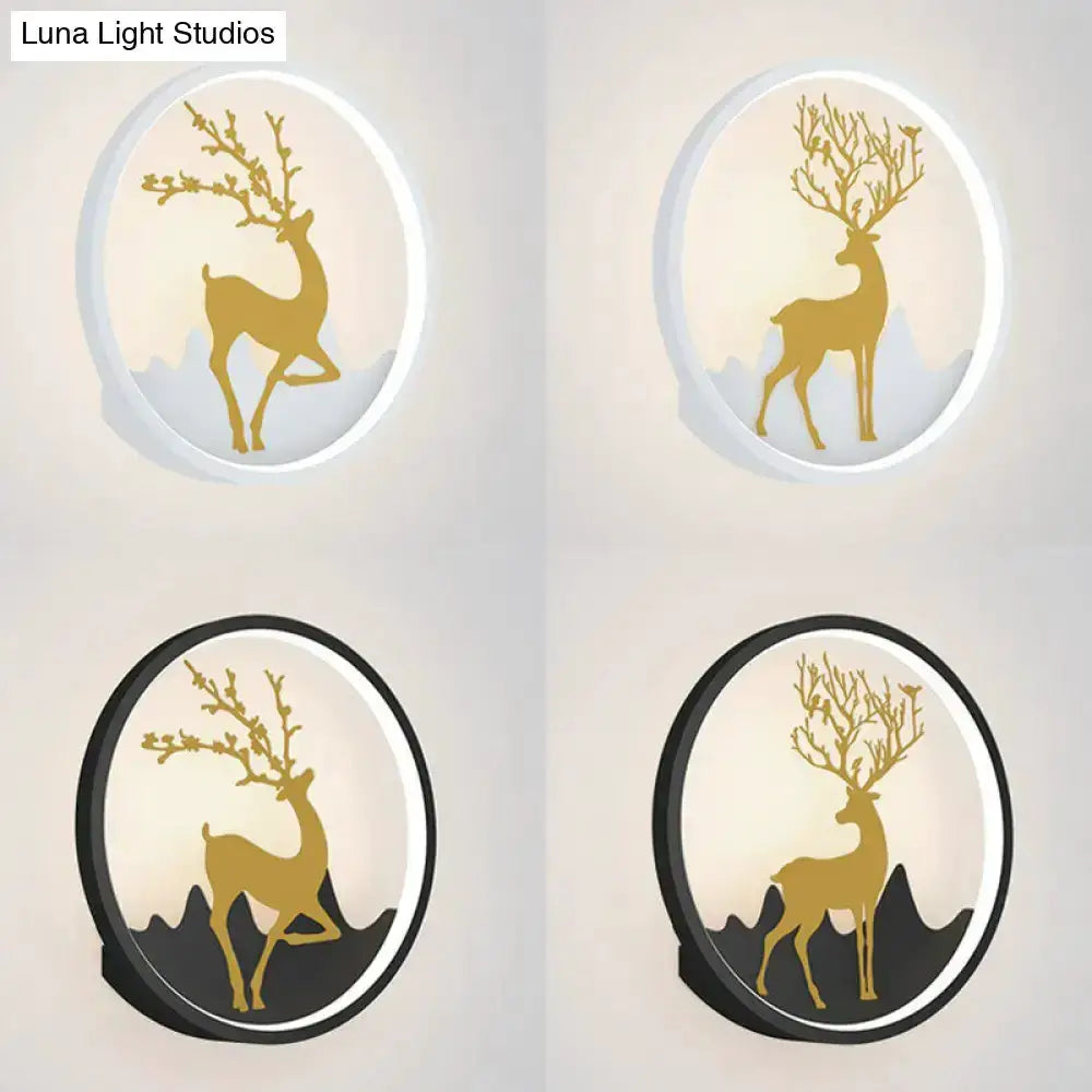 Minimalist Gold Deer Ring LED Wall Sconce 10 Inch
