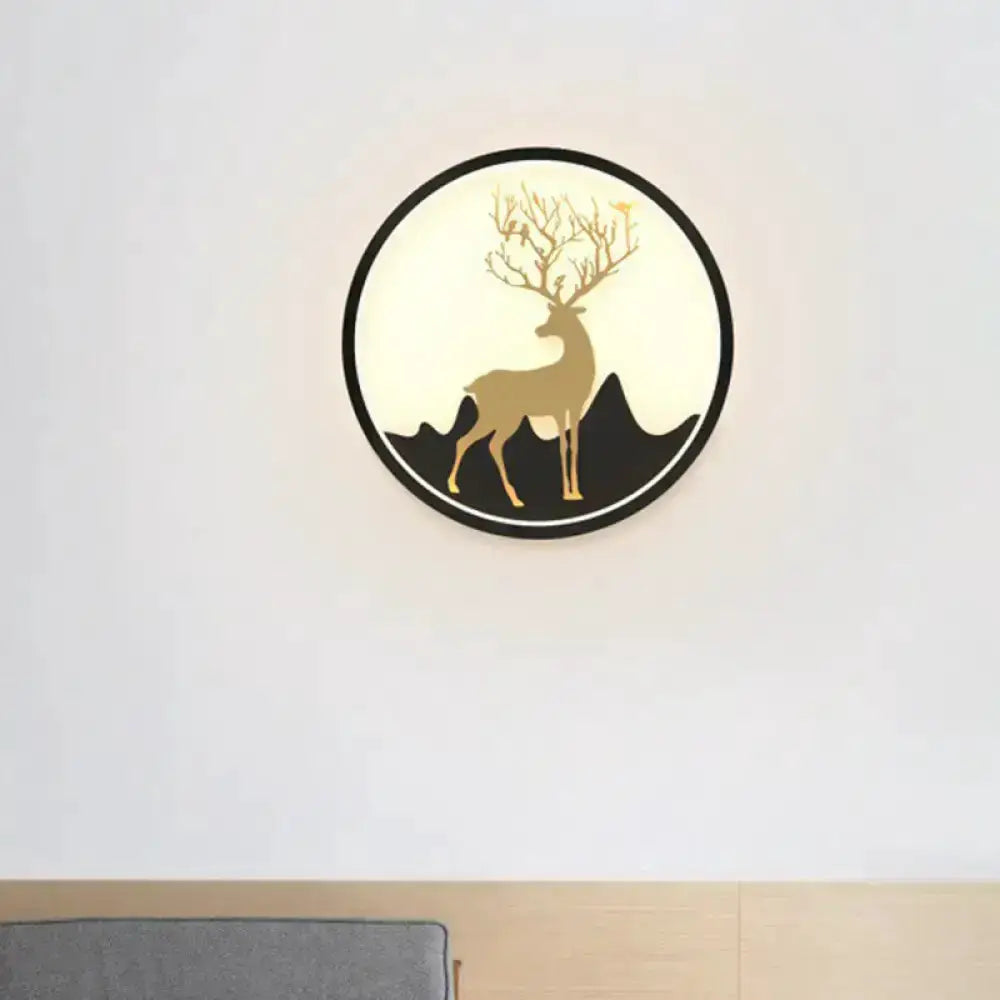 Minimalist Gold Deer Ring LED Wall Sconce 10 Inch