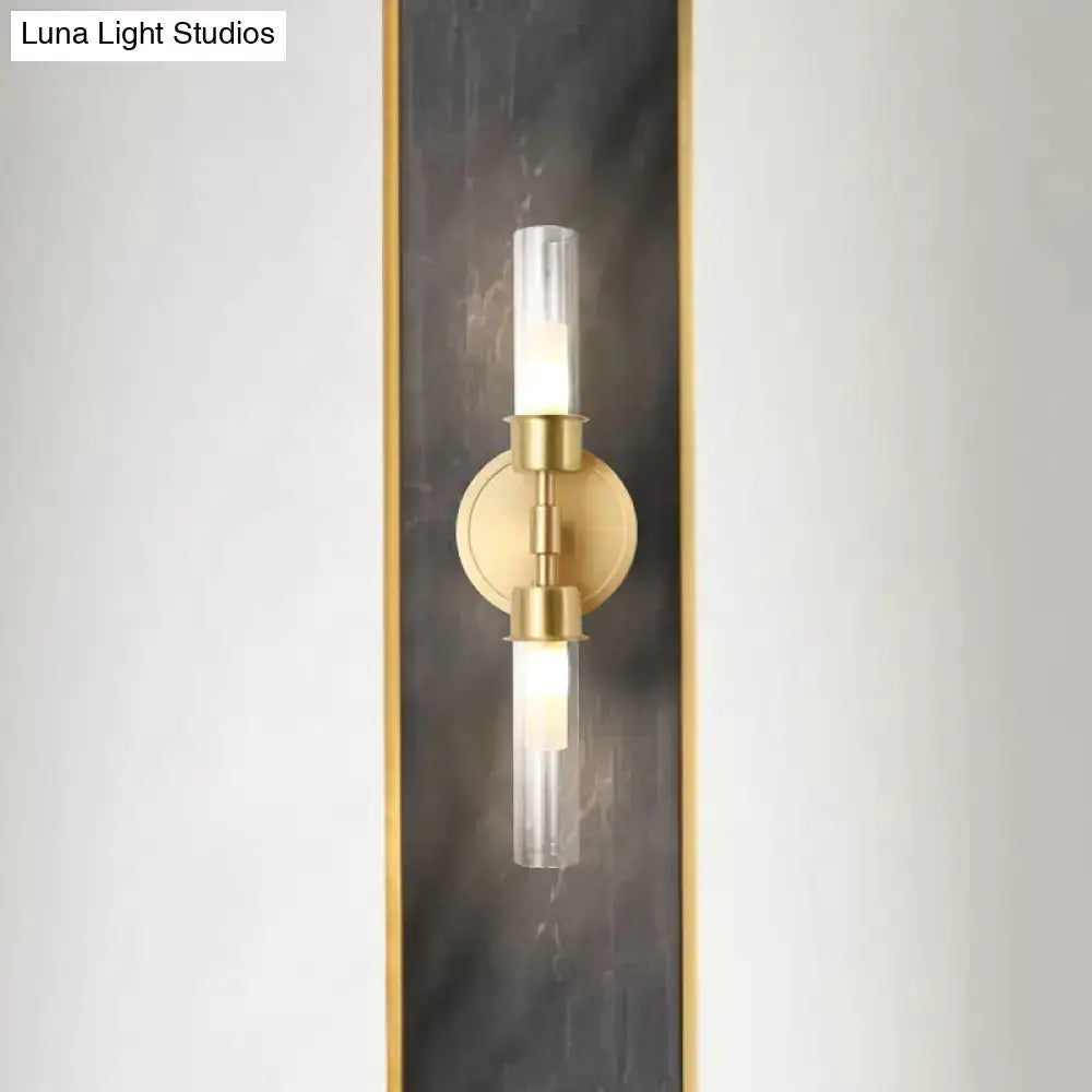 Minimalist gold double cylinder wall sconce two-light bedroom fixture Decorbites on Tampa Home & Garden Store