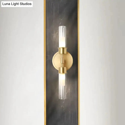 Minimalist gold double cylinder wall sconce two-light bedroom fixture Decorbites on Tampa Home & Garden Store