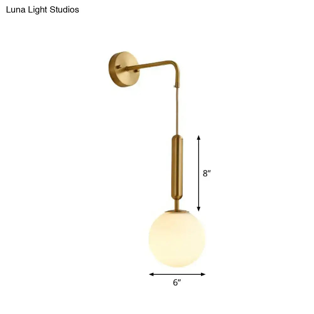 Gold Cream Glass Sconce by Decorbites; brass finish, frosted glass globe, wall mount on Tampa Home & Garden Store