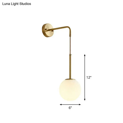 Decorbites gold cream glass sconce with brass hardware, wall mount, 12 in height, 6 in globe on Tampa Home & Garden Store